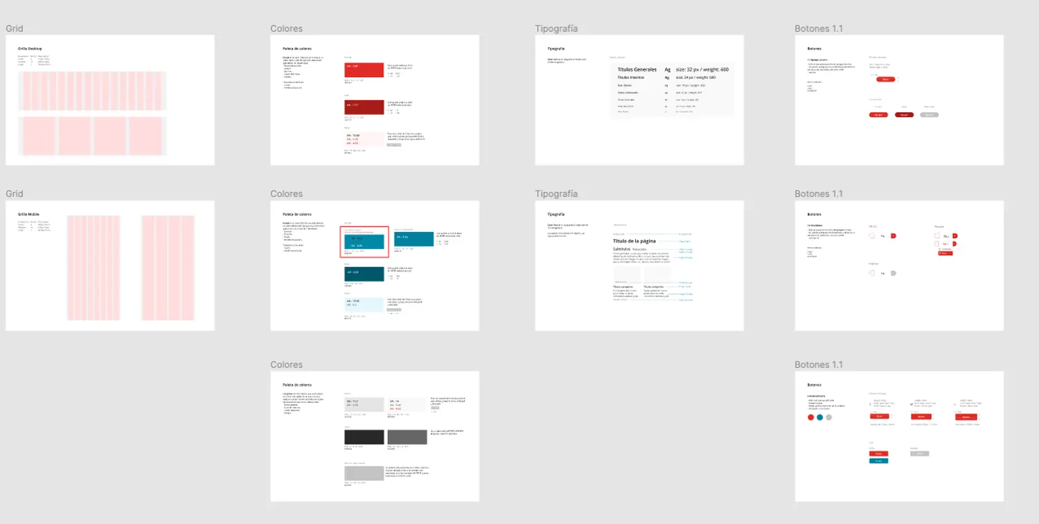 Design system: grilla, paleta de colores, tipografía y botones para escritorio y móvil